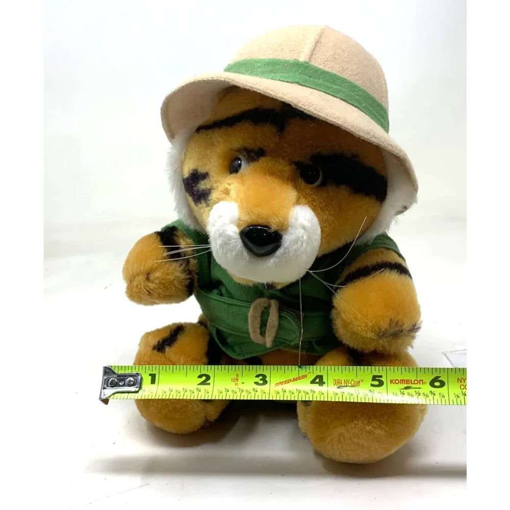 Vtg 1987 Dakin Fun Farm Safari Tiger Brown Plush 14 Inch Green Original Jacket